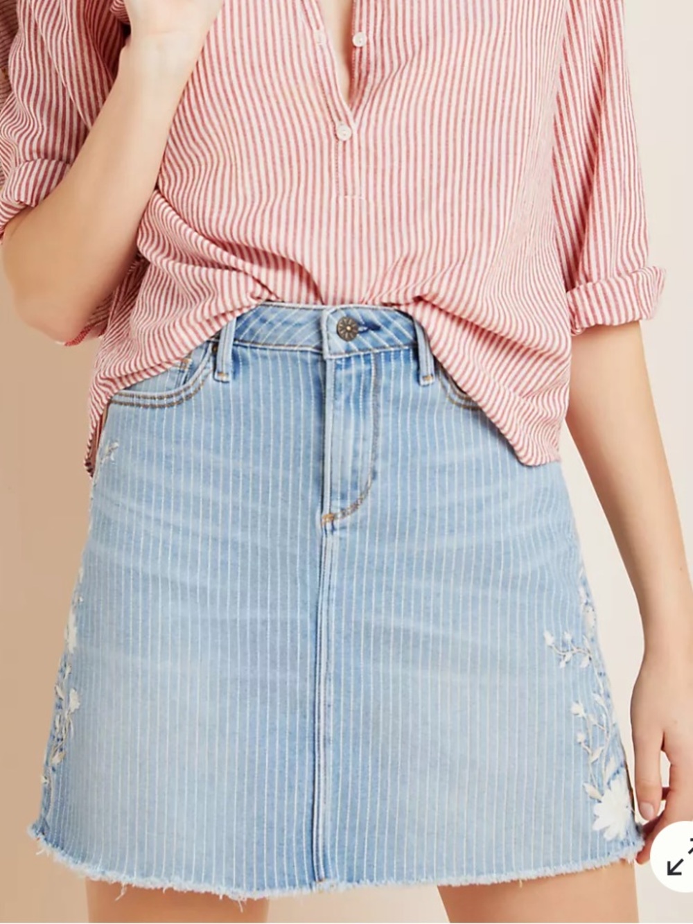 Driftwood saydi Light Blue Pinstripe Denim Mini Skirt 29